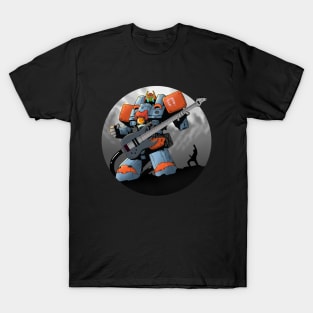 Giant Robot Playing Bass Guitar - Geek Comic Book Style T-Shirt